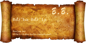 Bába Béla névjegykártya